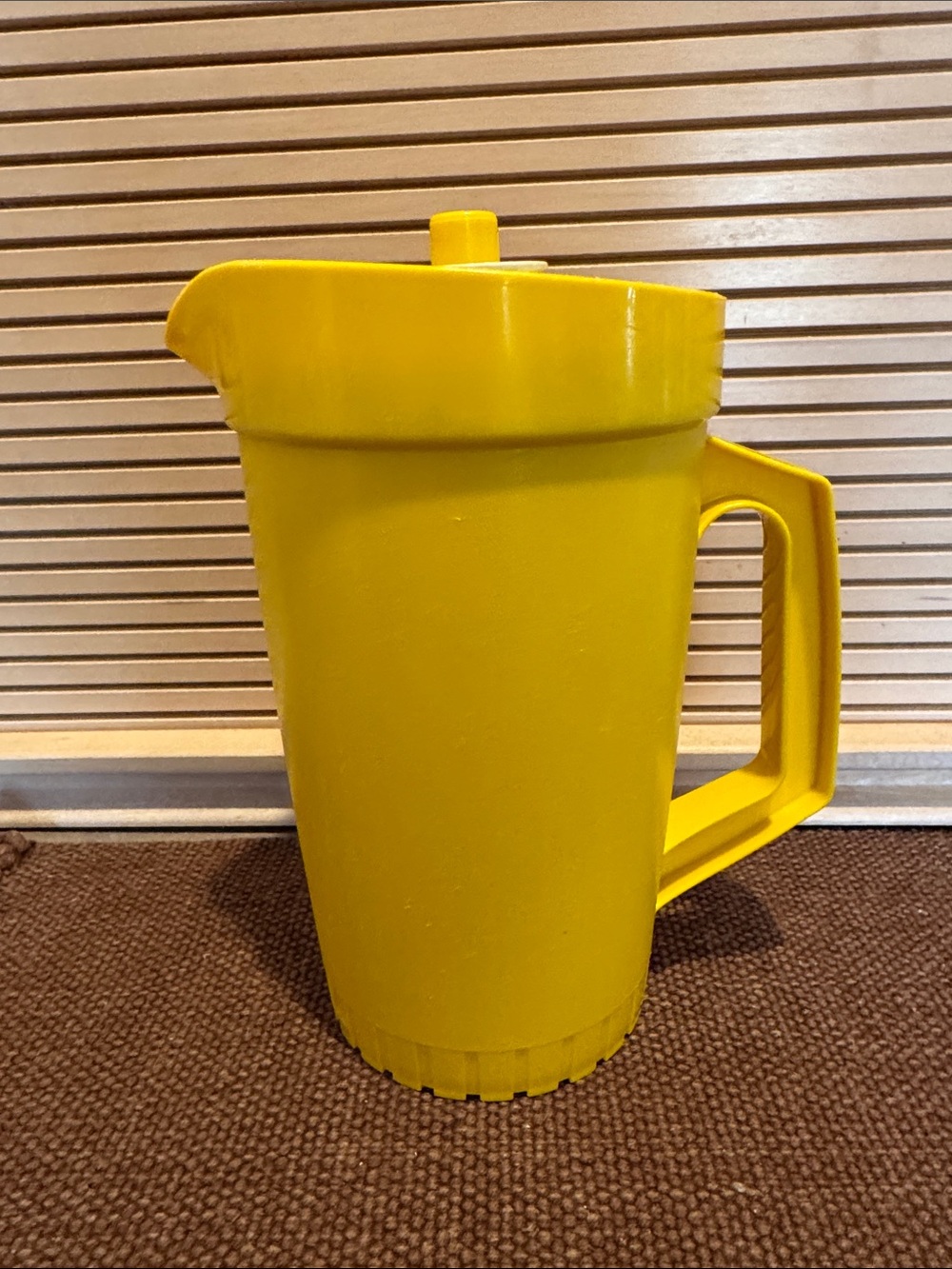 Vintage Tupperware Yellow Plastic Beverage Pitcher with Lid and Handle